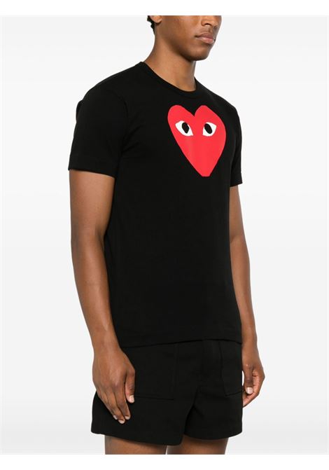 logo print knit t-shirt unisex black COMME DES GARÇONS PLAY | AX-T112-0511
